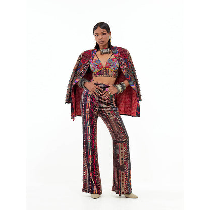 Aseem Kapoor Multi-Colour Open Dhan Jacket With Blouse And Pant (Set of 3)