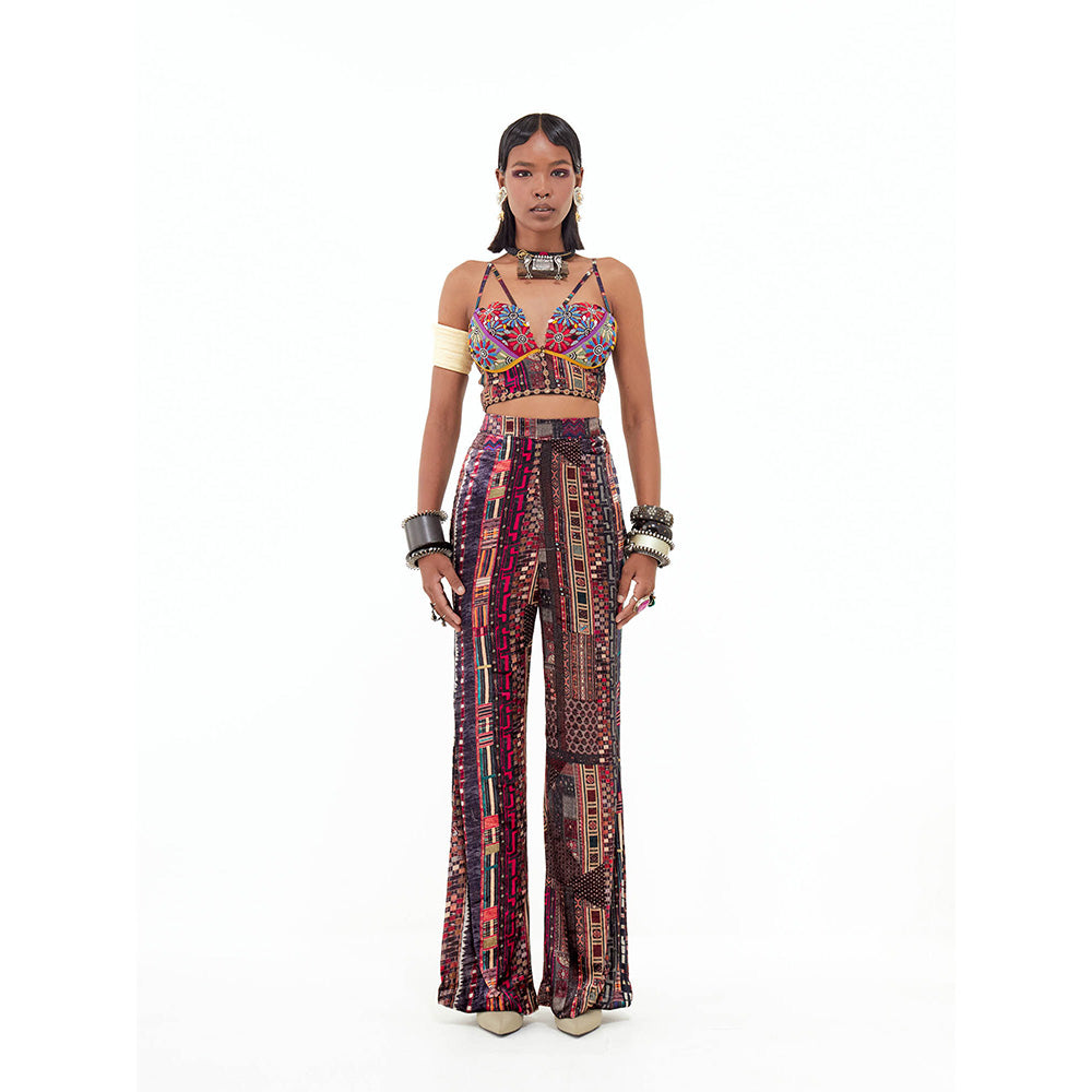 Aseem Kapoor Multi-Colour Open Dhan Jacket With Blouse And Pant (Set of 3)