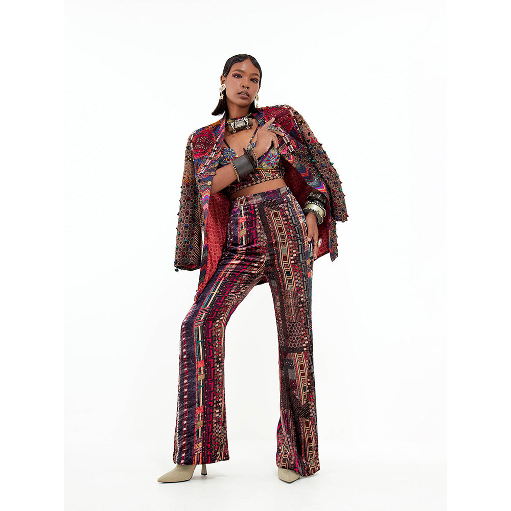 Aseem Kapoor Multi-Colour Open Dhan Jacket With Blouse And Pant (Set of 3)