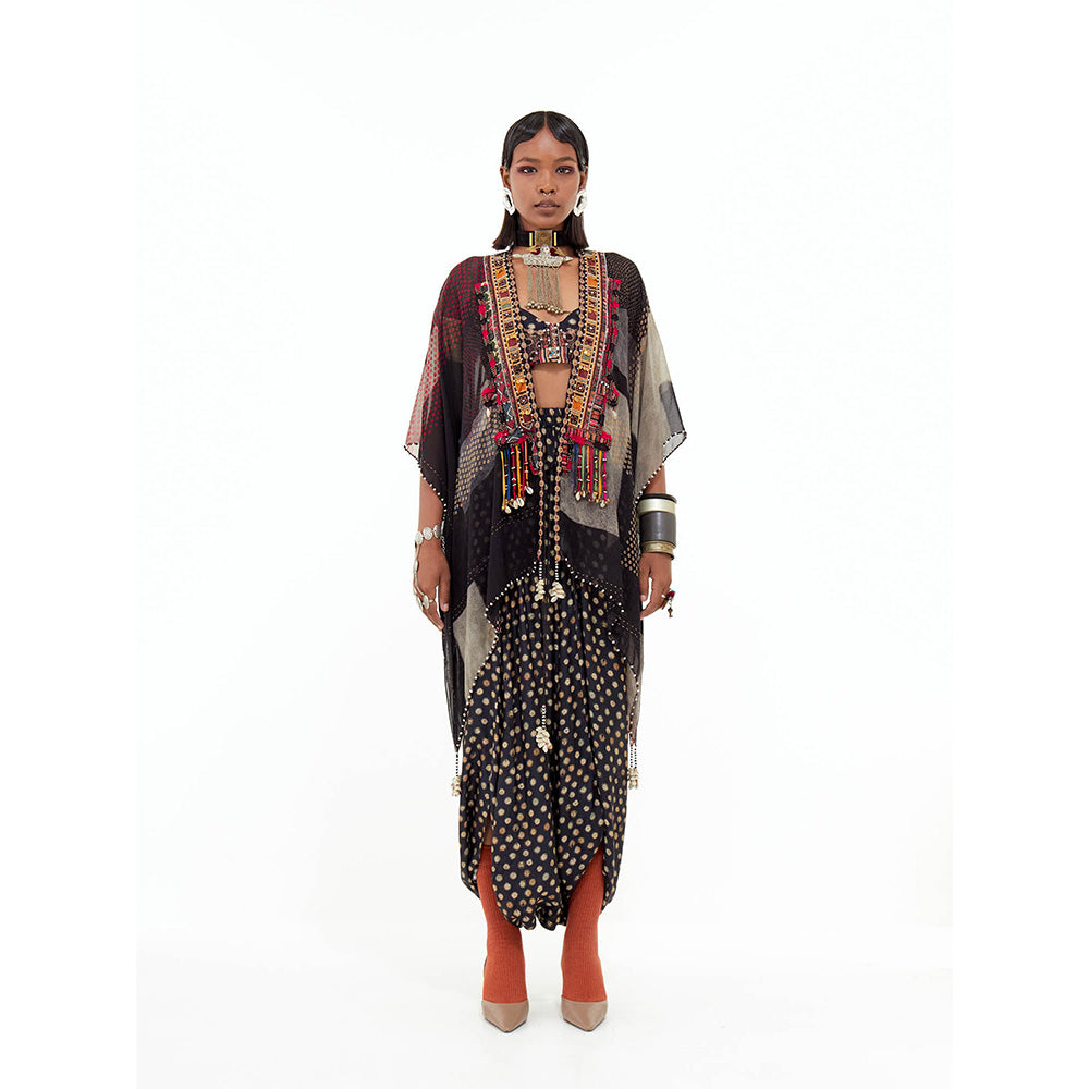 Aseem Kapoor Brown Veni Jacket With Blouse And Drape Trouser (Set of 3)