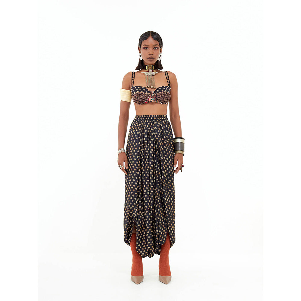 Aseem Kapoor Brown Veni Jacket With Blouse And Drape Trouser (Set of 3)