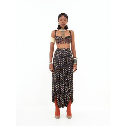 Aseem Kapoor Brown Veni Jacket With Blouse And Drape Trouser (Set of 3)