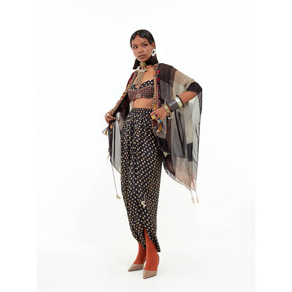 Aseem Kapoor Brown Veni Jacket With Blouse And Drape Trouser (Set of 3)
