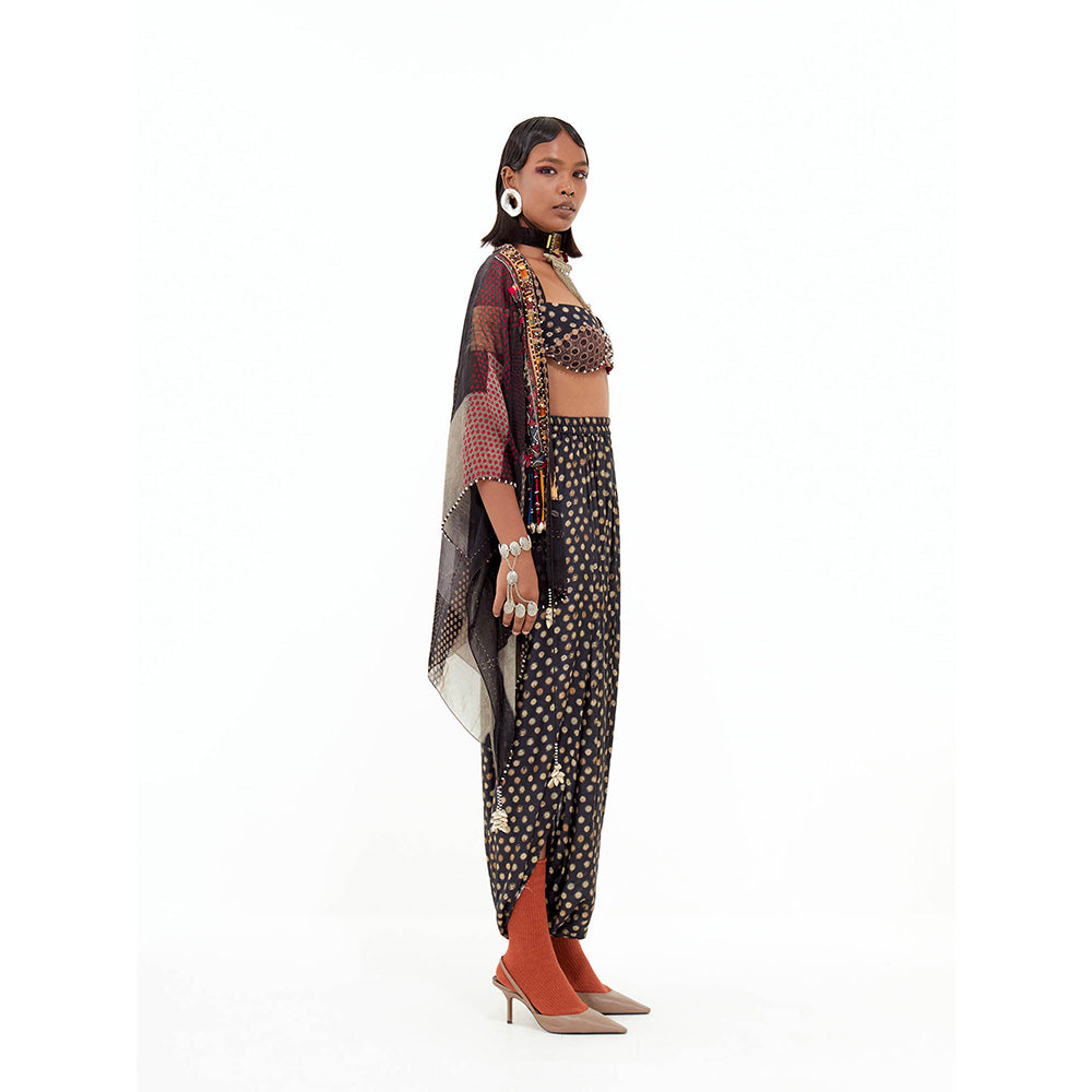 Aseem Kapoor Brown Veni Jacket With Blouse And Drape Trouser (Set of 3)