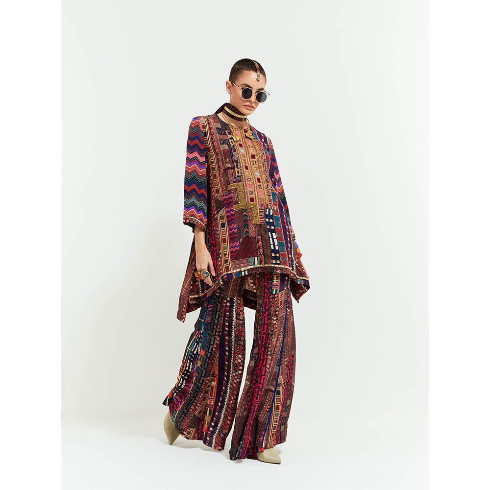 Aseem Kapoor Brown Mitra Short Kurta With Sharara And Dupatta (Set of 3)