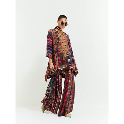 Aseem Kapoor Brown Mitra Short Kurta With Sharara And Dupatta (Set of 3)