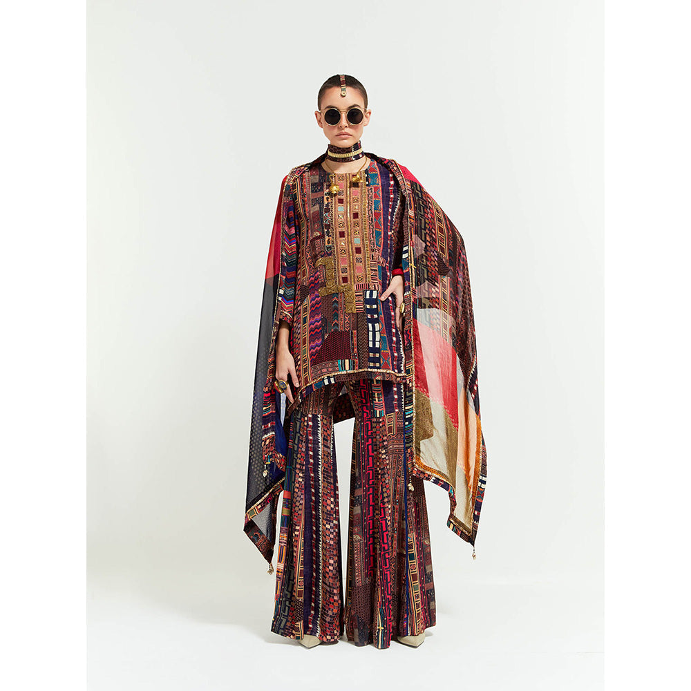 Aseem Kapoor Brown Mitra Short Kurta With Sharara And Dupatta (Set of 3)