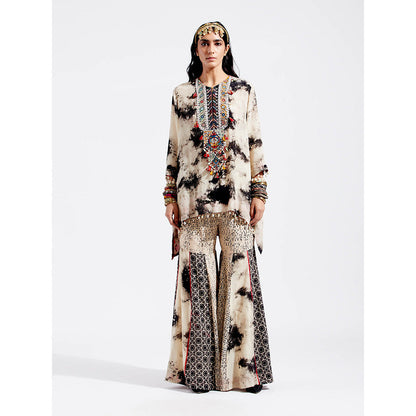 Aseem Kapoor Beige Mitra Kurta With Sharara (Set of 2)