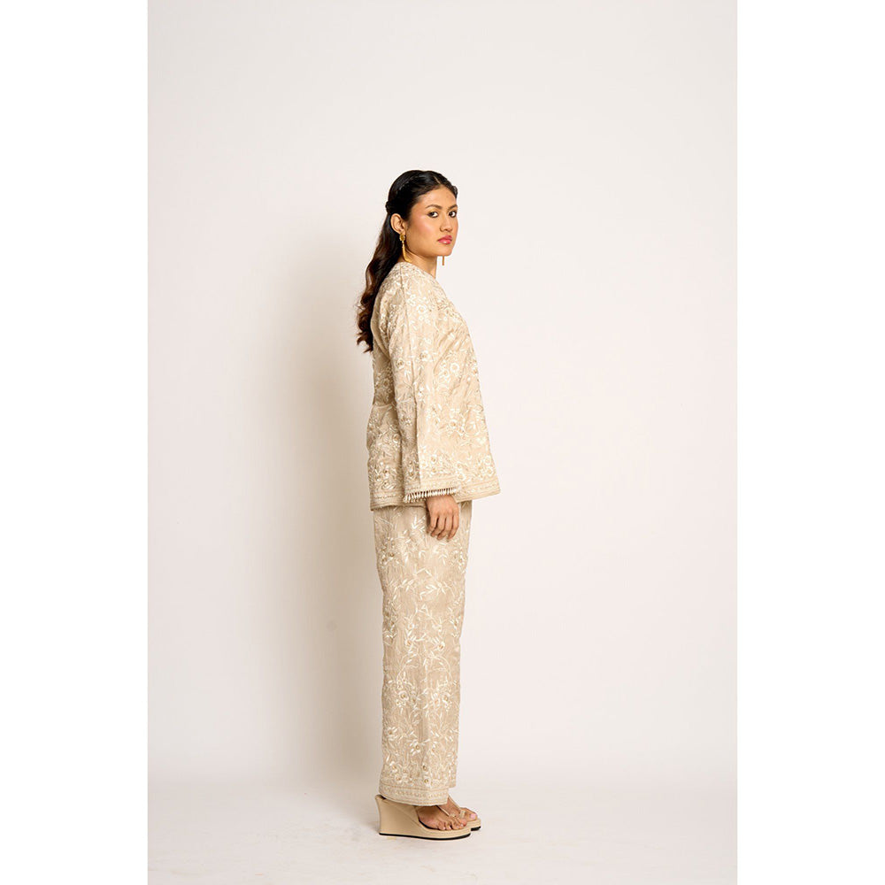 ASHTAR Beige Gulnaaz Co-ord (Set of 2)