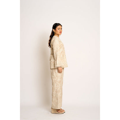 ASHTAR Beige Gulnaaz Co-ord (Set of 2)