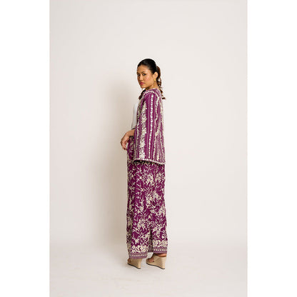 ASHTAR Purple Giro Cape And Pants Set (Set of 2)