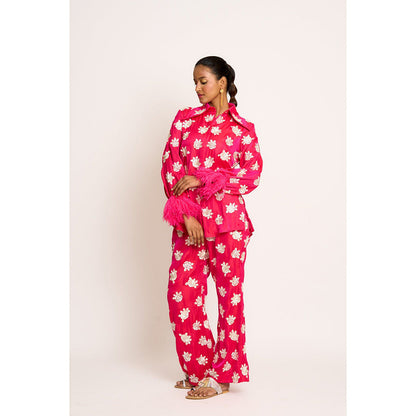 ASHTAR Rani Pink Shehnaaz Twin Co-ord (Set of 2)