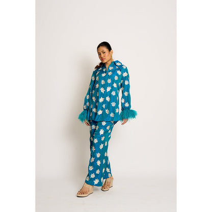 ASHTAR Blue Shehnaaz Twin Co-ord (Set of 2)