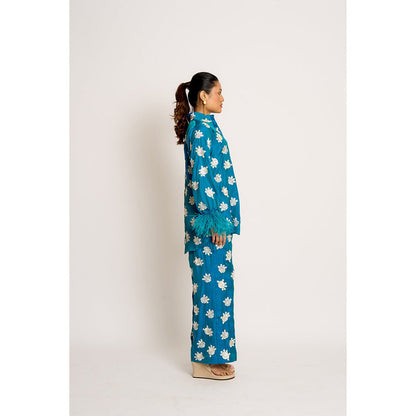 ASHTAR Blue Shehnaaz Twin Co-ord (Set of 2)