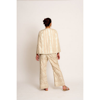 ASHTAR Beige Giro Cape And Pants Set (Set of 2)