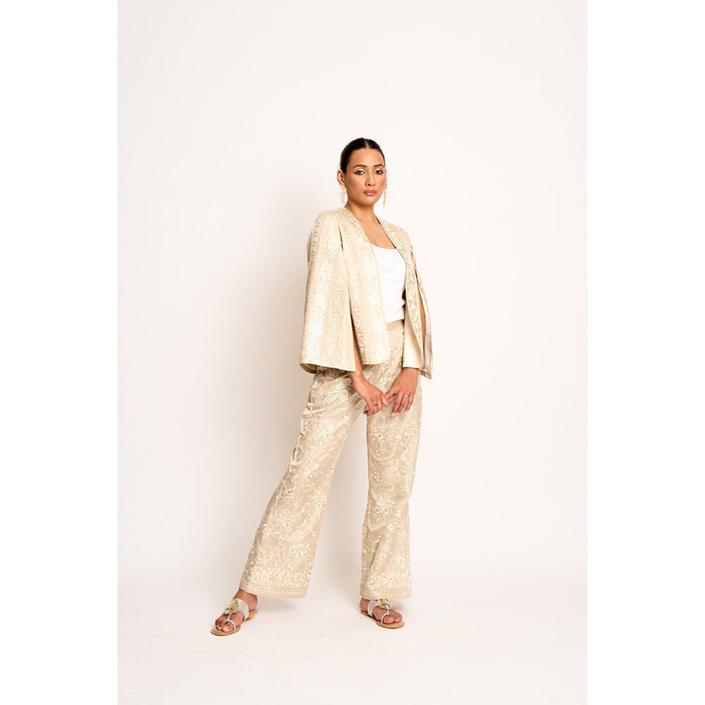ASHTAR Beige Giro Cape And Pants Set (Set of 2)