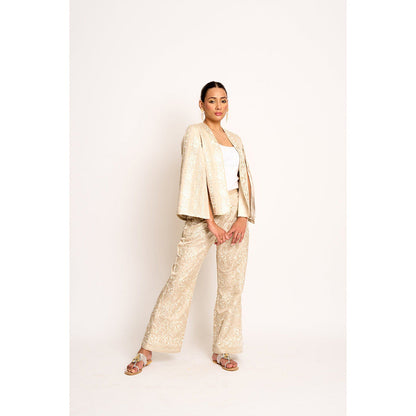 ASHTAR Beige Giro Cape And Pants Set (Set of 2)