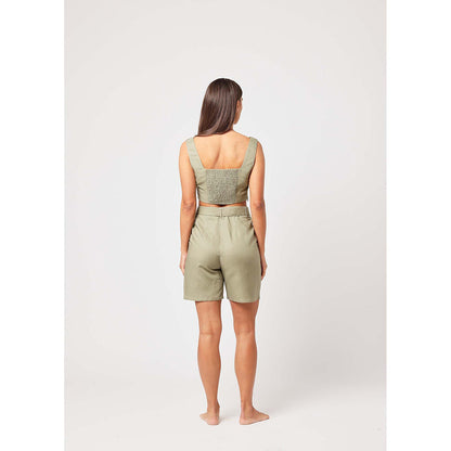 ASHITA FERNANDES Women Green Solid Crop Top