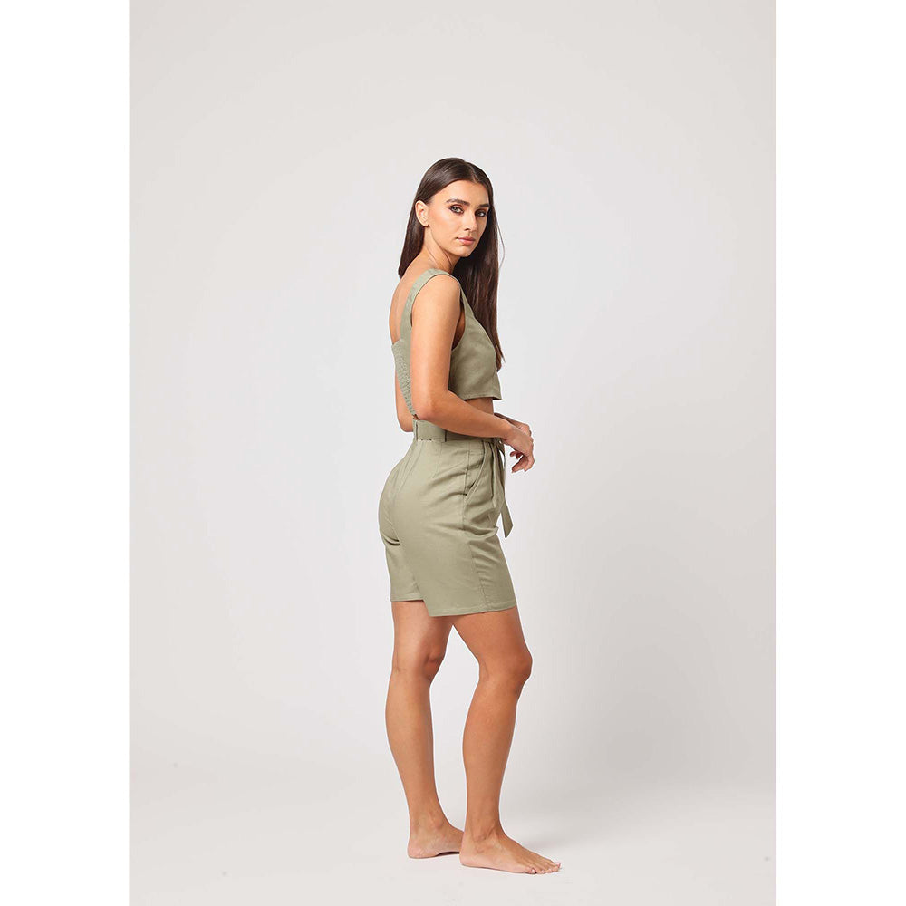 ASHITA FERNANDES Women Green Solid Crop Top
