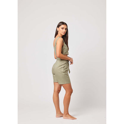 ASHITA FERNANDES Women Green Solid Crop Top