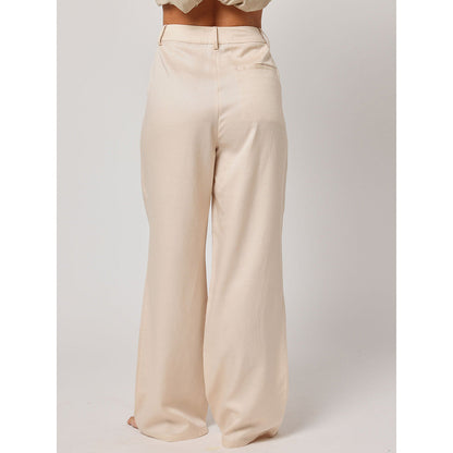 ASHITA FERNANDES Women Off White Premium Linen High Waist Relaxed Trouser