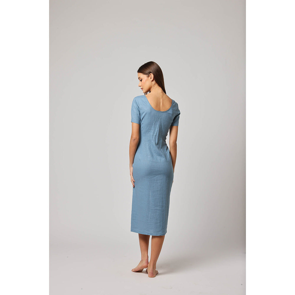 ASHITA FERNANDES Women Blue Linen Blend Dress