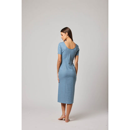 ASHITA FERNANDES Women Blue Linen Blend Dress