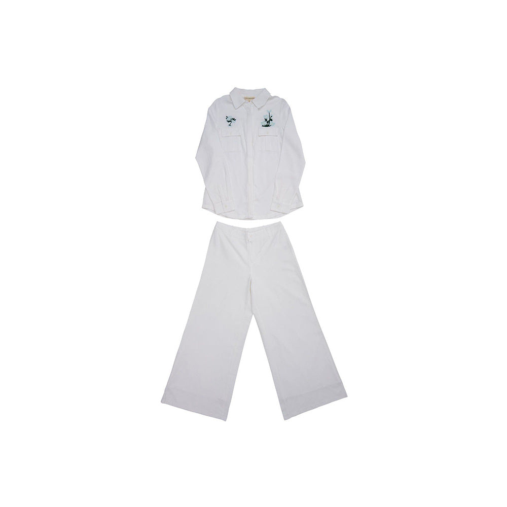 ASHITA FERNANDES White Embroidered Double Front Pocket Shirt