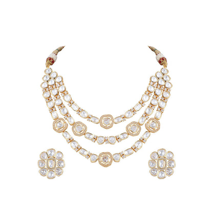Auraa Trends 22KT Gold Plated Kundan Classic Necklace Set