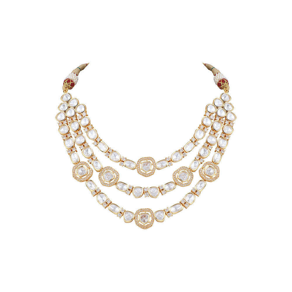 Auraa Trends 22KT Gold Plated Kundan Classic Necklace Set