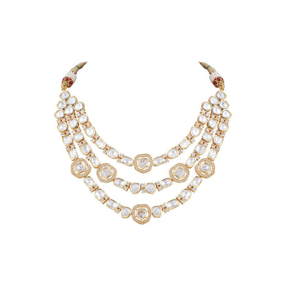 Auraa Trends 22KT Gold Plated Kundan Classic Necklace Set