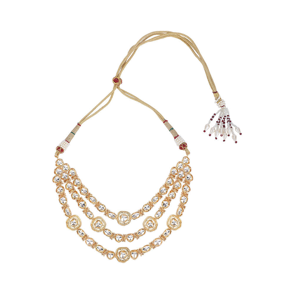 Auraa Trends 22KT Gold Plated Kundan Classic Necklace Set