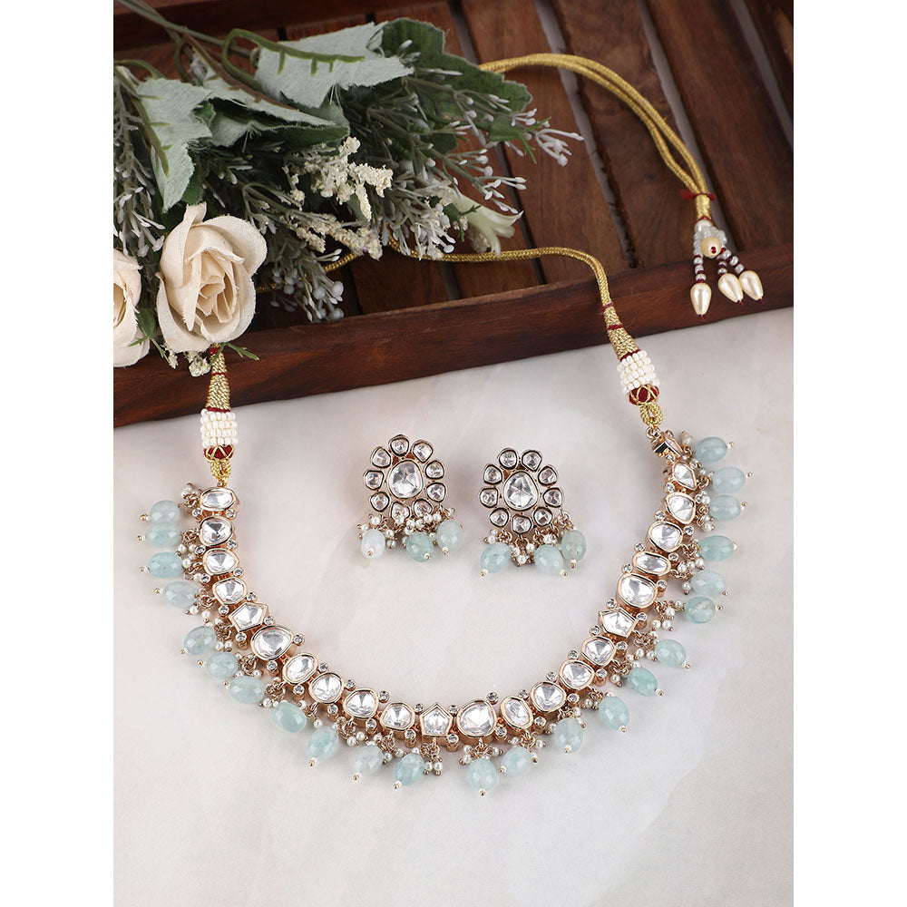 Auraa Trends 22KT Gold Plated Kundan Classic Necklace Set