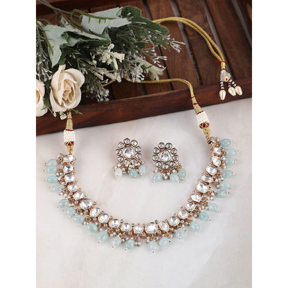 Auraa Trends 22KT Gold Plated Kundan Classic Necklace Set