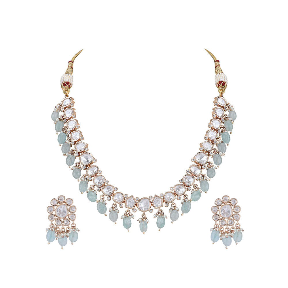 Auraa Trends 22KT Gold Plated Kundan Classic Necklace Set