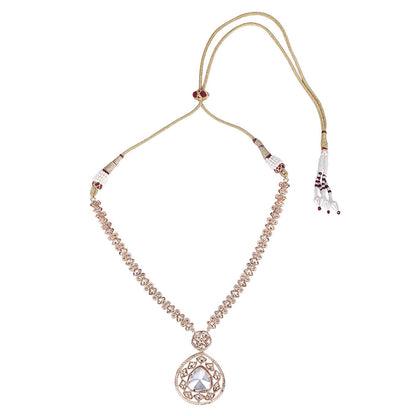 Auraa Trends Rhodium Plated American Diamond Zircon Necklace Set For Women & Girls