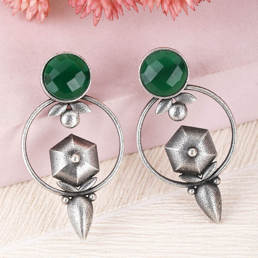 Auraa Trends Elegant Oxidised Green Earrings For women