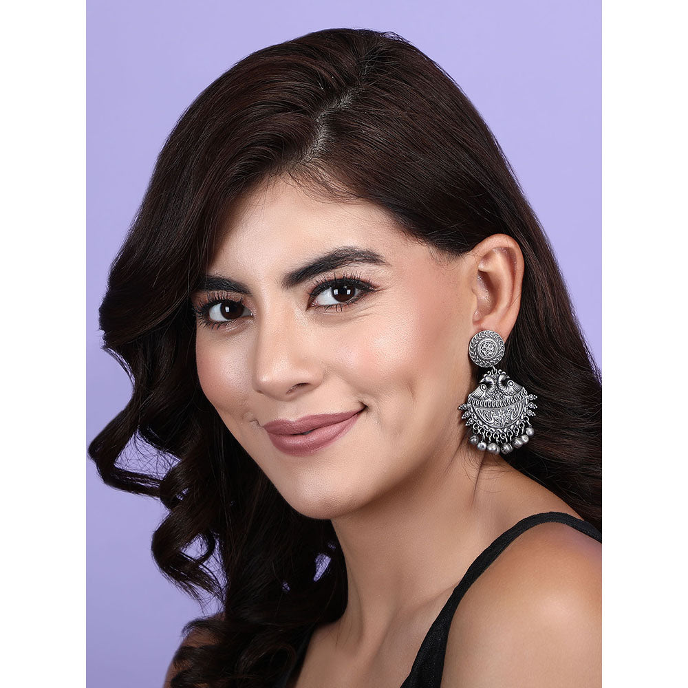 Auraa Trends Classic Oxidised Grey Earrings For women
