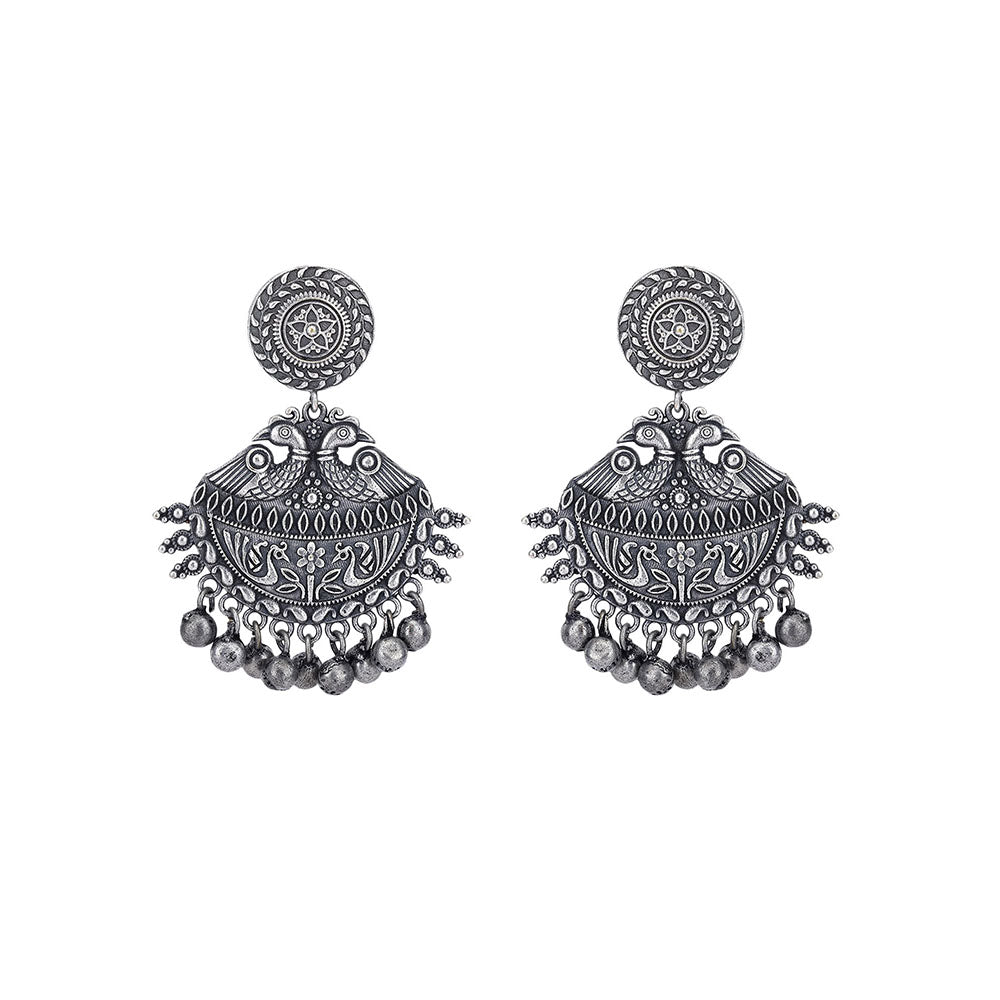 Auraa Trends Classic Oxidised Grey Earrings For women