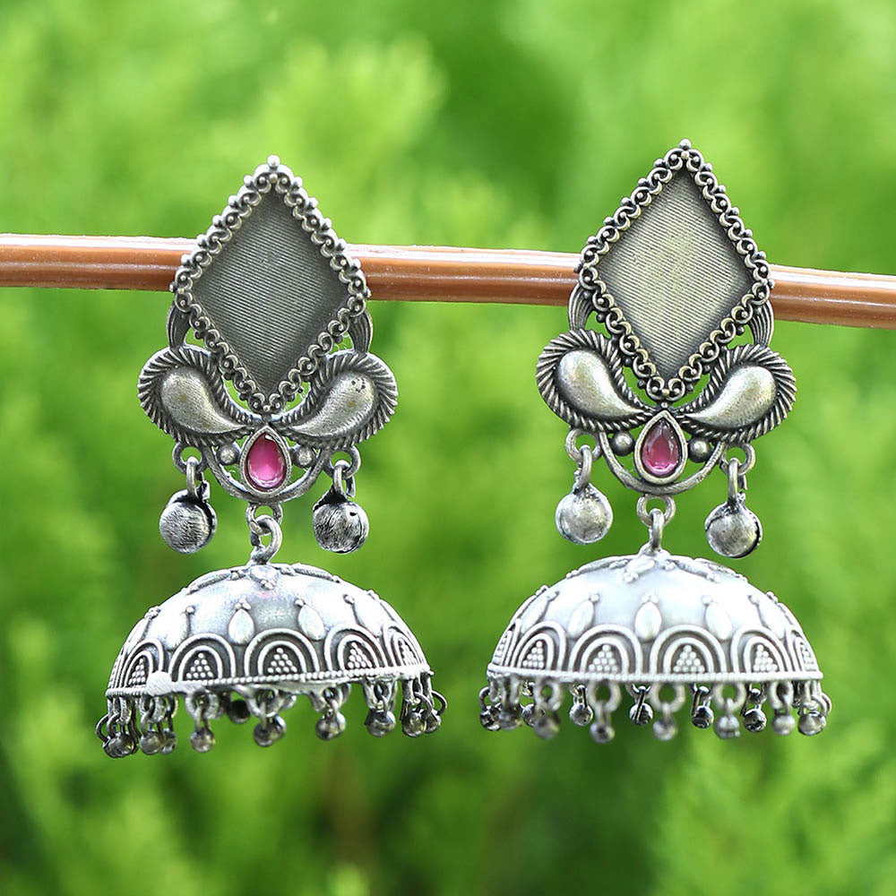 Auraa Trends Classic Oxidised Red Jhumki Earrings For women