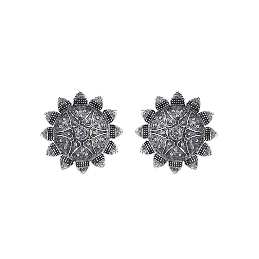 Auraa Trends Classic Oxidised Grey Stud Earrings For women