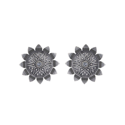 Auraa Trends Classic Oxidised Grey Stud Earrings For women
