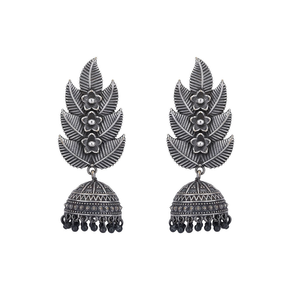 Auraa Trends Classic Oxidised Grey Jhumki Earrings For women