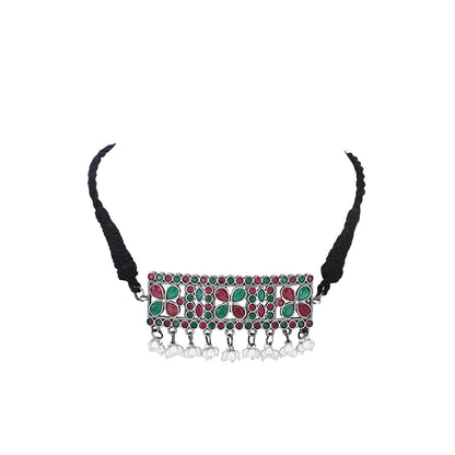 Auraa Trends Elegant Oxidised Multi-Color Choker Set For women