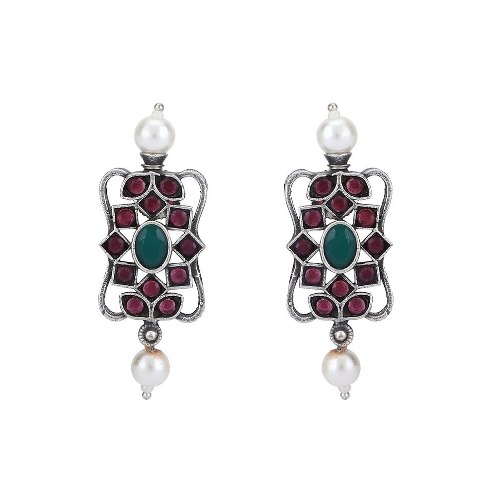 Auraa Trends Elegant Oxidised Multi-Color Pearls Choker Set For women