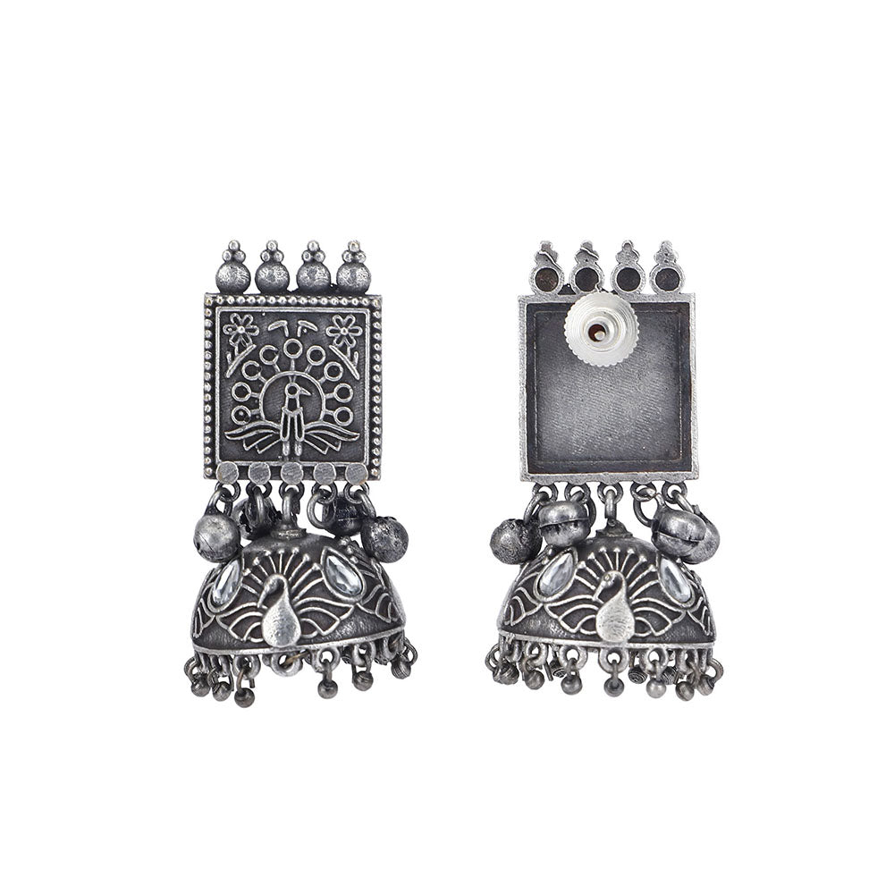 Auraa Trends Classic Oxidised Grey Choker Necklace Set For women