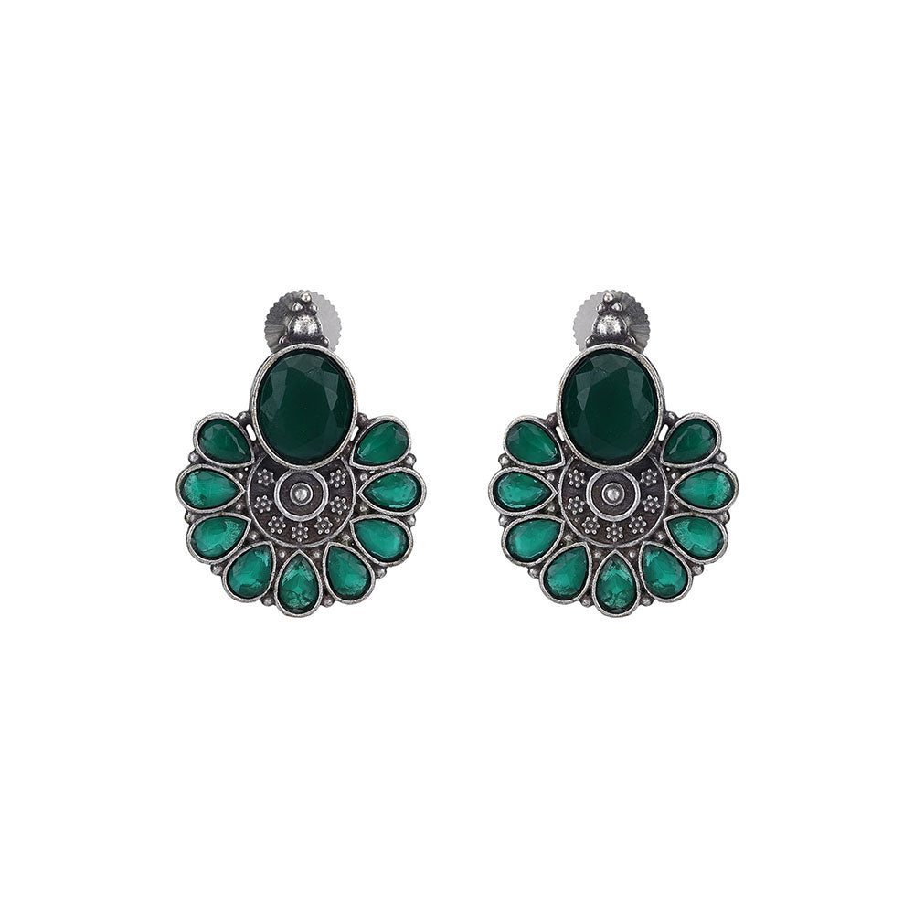 Auraa Trends Stylish Oxidised Green Drop Earrings For women