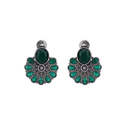 Auraa Trends Stylish Oxidised Green Drop Earrings For women