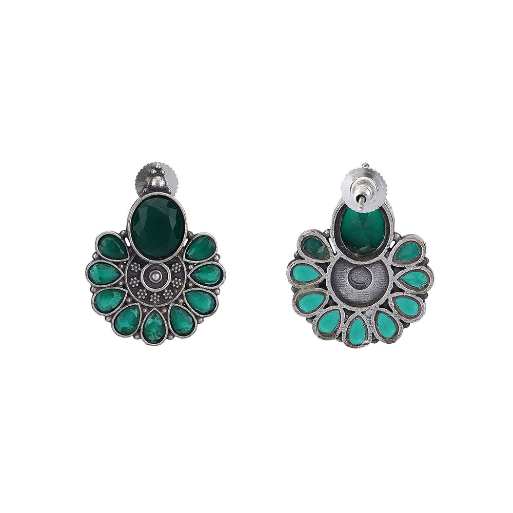 Auraa Trends Stylish Oxidised Green Drop Earrings For women