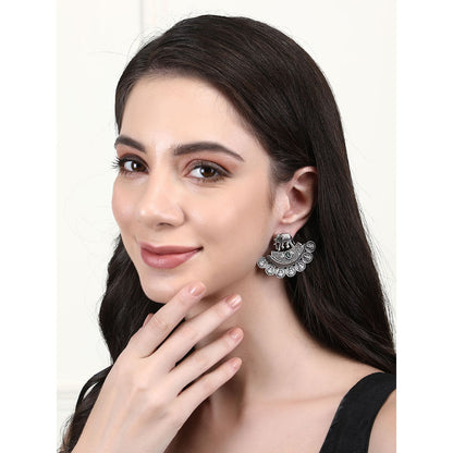 Auraa Trends Classic Oxidised Green Stone Earrings For women